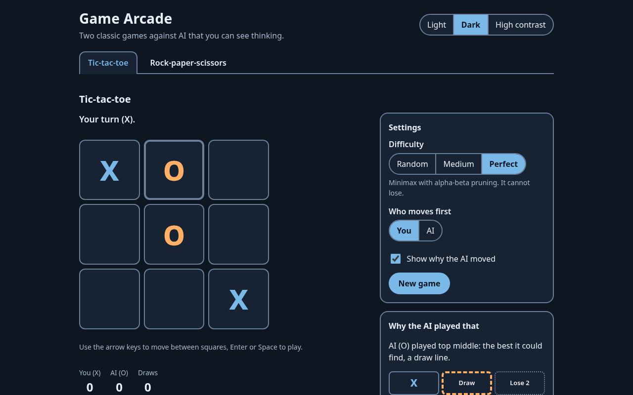 Screenshot of Game AI Arcade