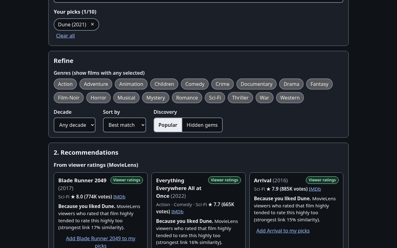Screenshot of Movie Recommender